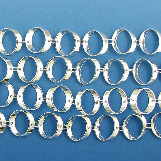 24mm silver plated copper oval chain one foot findings 