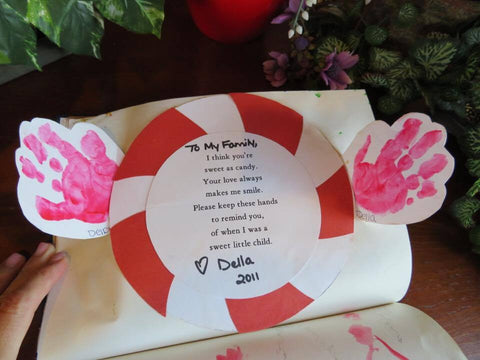 Pop out child handprints and family poem
