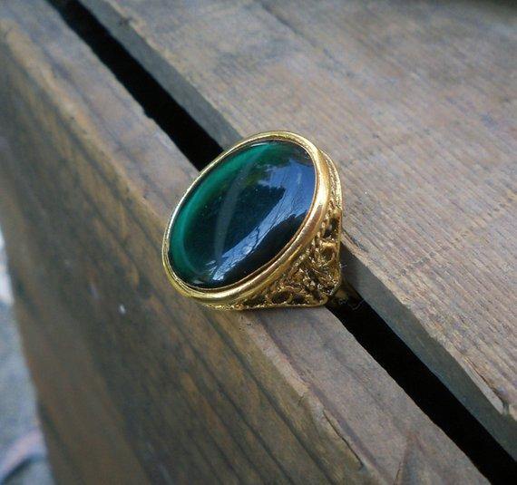 Green Resin & Brass Ring