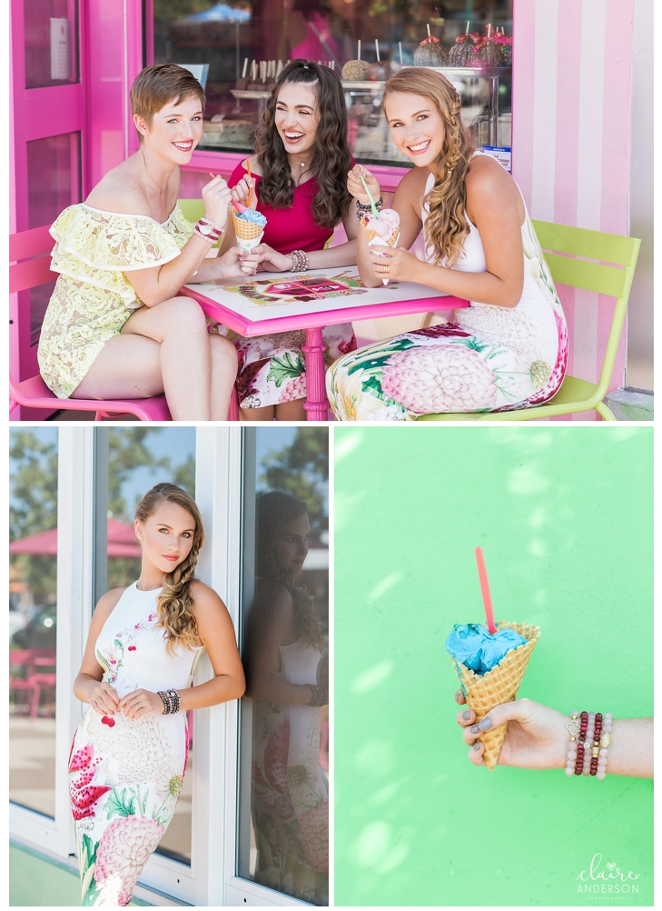 claire anderson photo, ice cream colorful photoshoot,Sangie Palm Beach, Senior Style Guide, Mara Hoffman, Fort Lauderdale By the Sea, Tropical Photoshoot, Sangie Bracelet Stacks, Claire Anderson Photo, Sangie Bracelets, Handmade Jewelry, Senior Photos, fort lauderdale by the sea, colorful photoshoot, alexis yellow romper, bloomindale's dress, editorial photoshoot