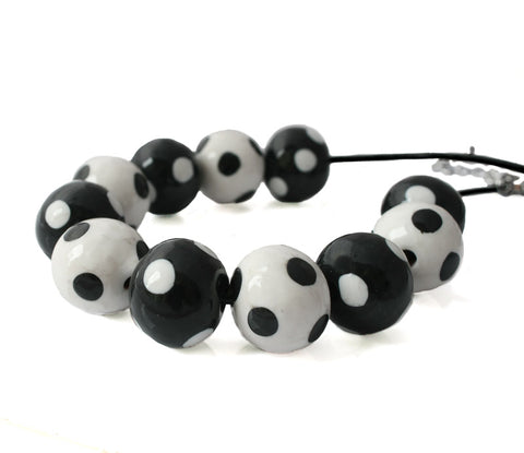 Beaded Necklace in Monochrome Polka Dots | Commissions at Lottie Of London