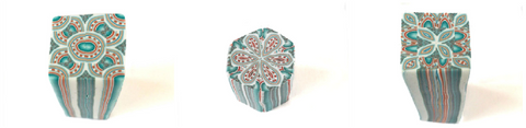A selection of kaleidoscope polymer clay from Lottie of London Jewellery