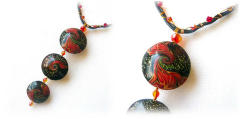 Polymer clay Swirl Bead Necklace