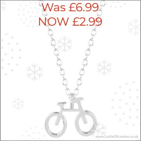 SALE Bicycle Charm Necklace at Lottie Of London Jewellery
