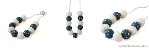 Navy & White Beaded Necklace | Commission at Lottie Of London Jewellery