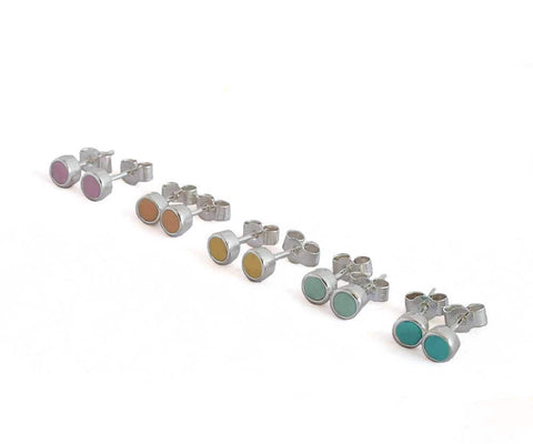 Colourful Sterling Silver Stud Earrings | Lottie Of London Jewellery
