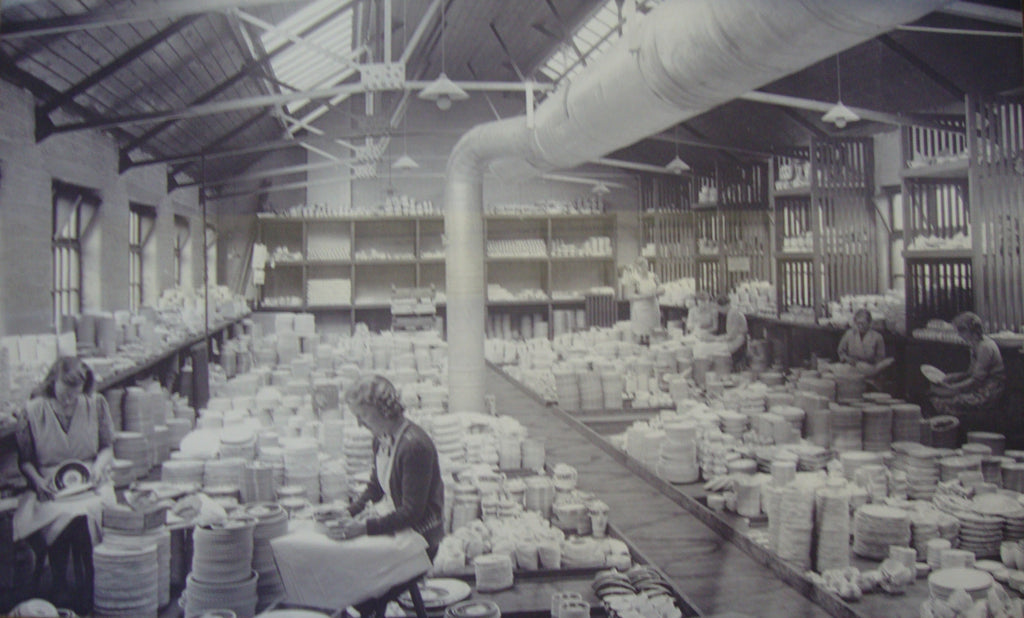 1930s image of Burleigh Pottery workers sorting the ware