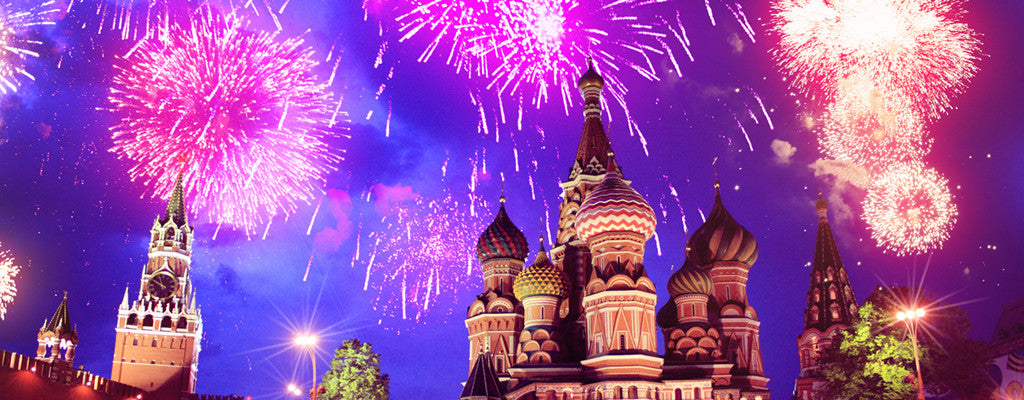 Fireworks at the red place in moscow