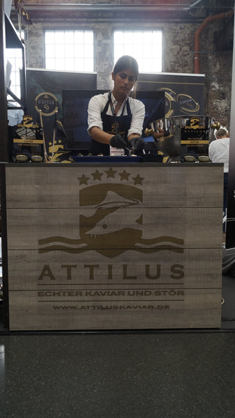 hostess at the booth of Attilus at Chef-Sache 2018