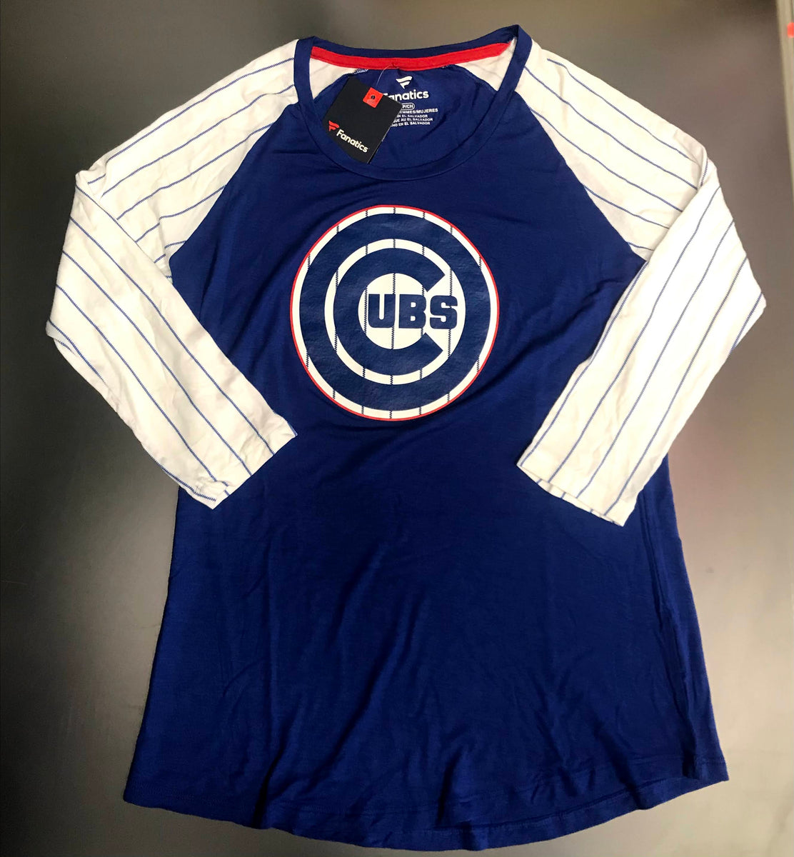 Chicago Cubs MLB Women Fanatics Pinstripes 3/4 Sleeve Shirt Large