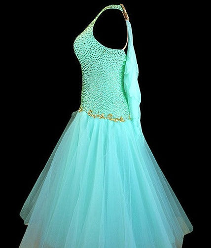 gold and mint green dress