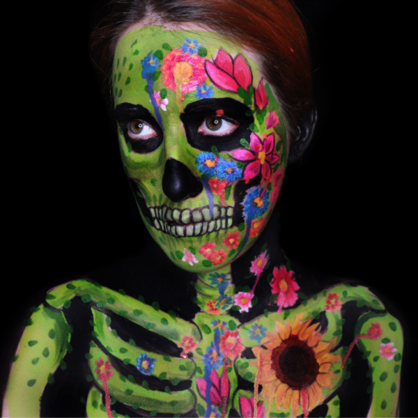 Floral Skull Face Paint Design