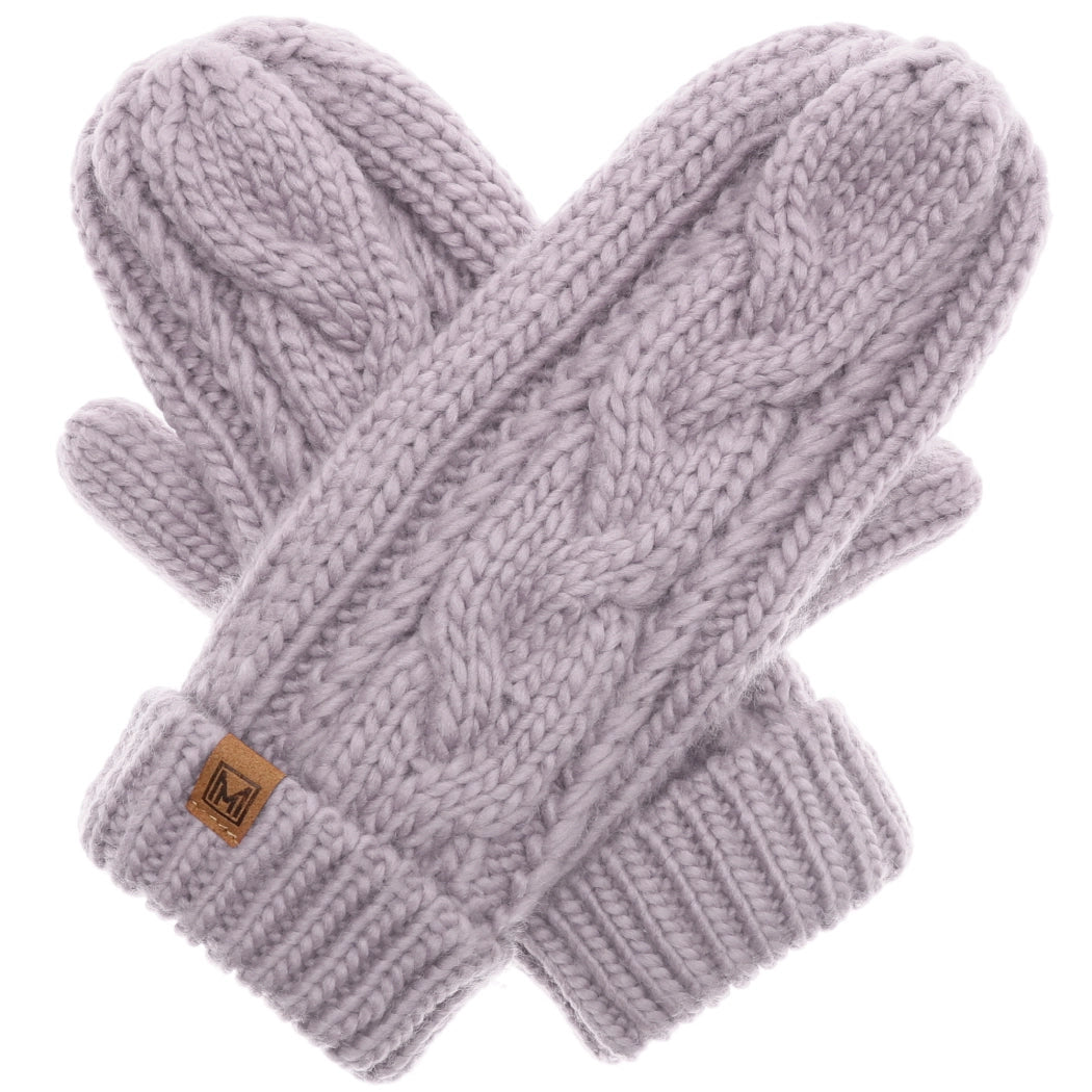 Cable Knit Mittens w/Fleece Lining - Birch Hill Studio