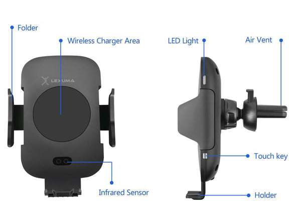 Lexuma 辣數碼 Xmount ACM-1009 Automatic Infrared Sensor Qi fast charging Wireless Car Charger Mount for iPhone samsung mobile phone accessories car smart holder wireless charger station adapter with infrared motion sensor safety driving Auto clamping Universal Car Mount Rotatable Bracket Air Vent Mount scosche stuckup iottie cd mount cigarette lighter wireless vent charger lynktec bolt besthing details review features