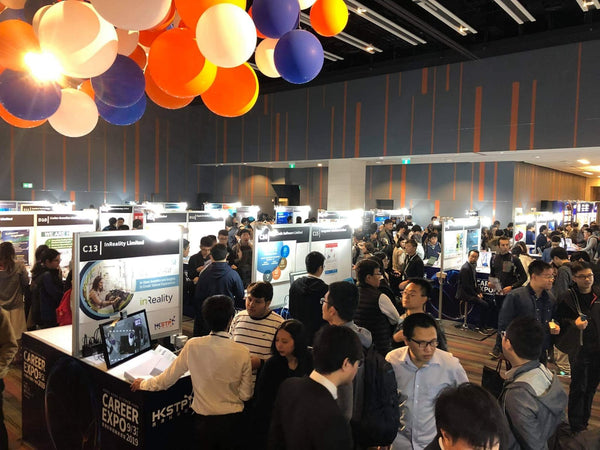 Lexuma Limited at 2019 hong kong science park career expo innovation technology job portal hiring crowded with public