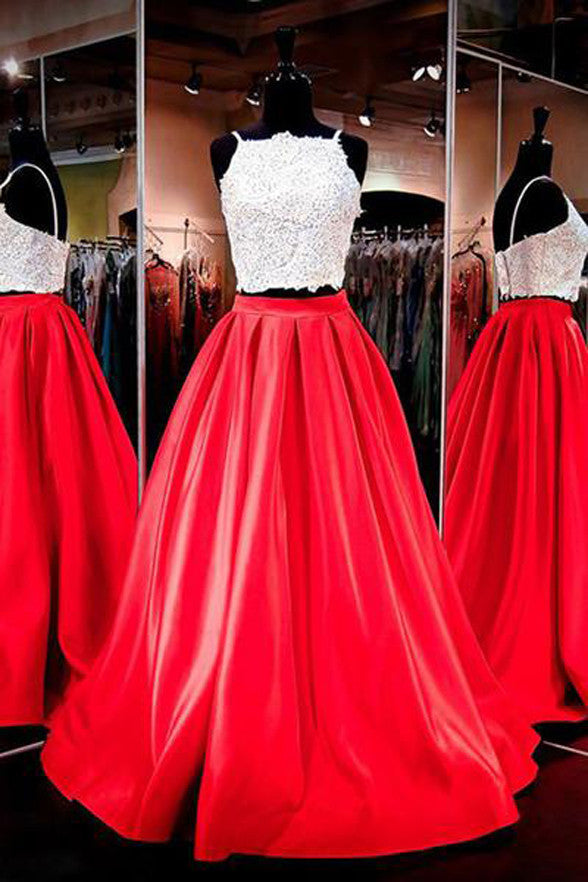 red and white prom dress