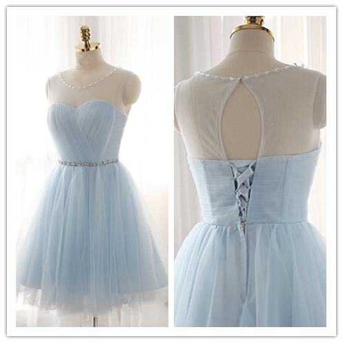 sky blue fitted dress