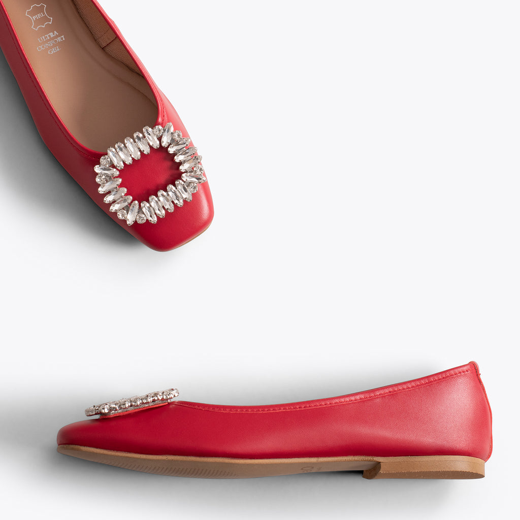 CRISTAL Zapatos planos ROJOS broche – miMaO ShopOnline