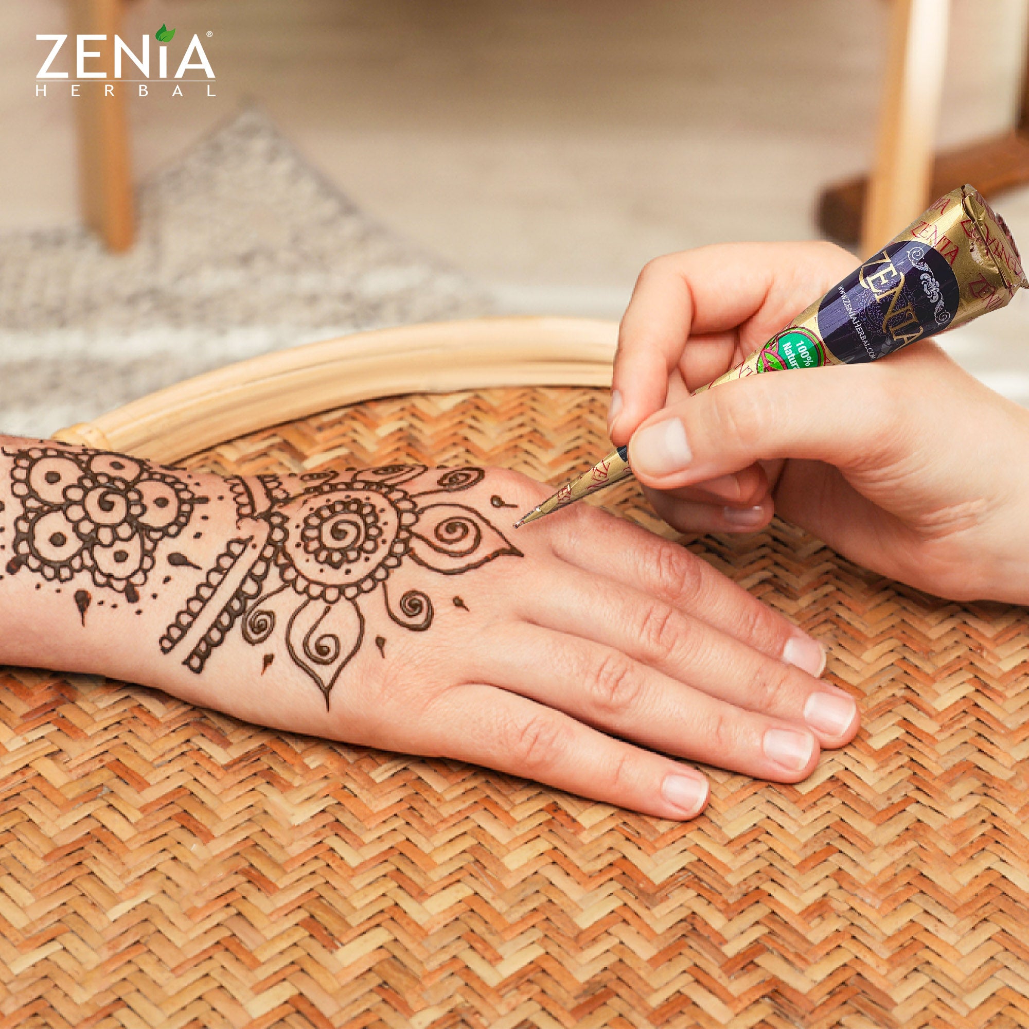 100 Cones - Zenia 100% Natural Henna Cones Mehndi Cones For Temporary Body Art