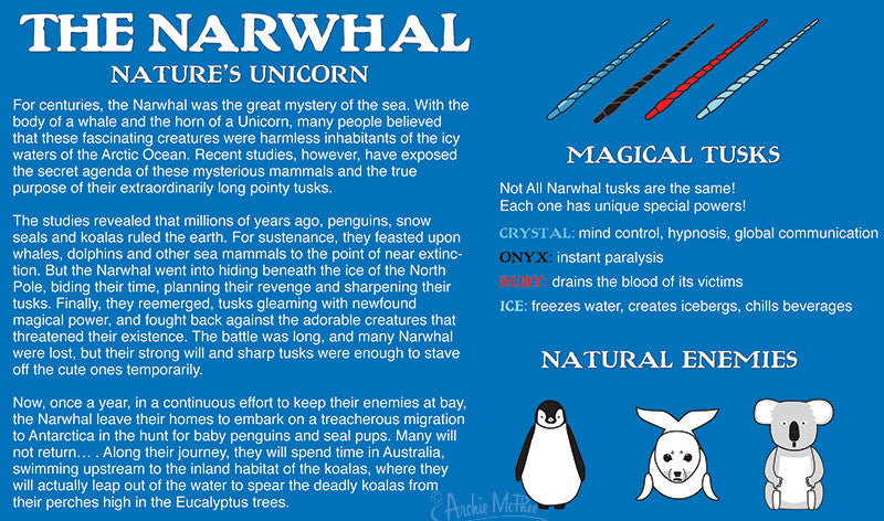 Avenging Narwhal Story on back of package