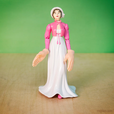 Jane Austen Action Figure wears Finger Hands for Finger Hands