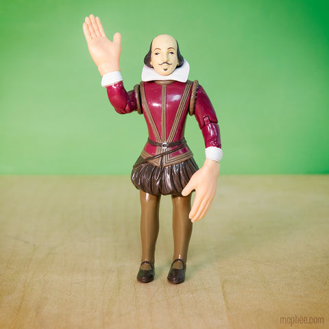 Shakespeare Action Figure wearing Finger Hands for Finger Hands