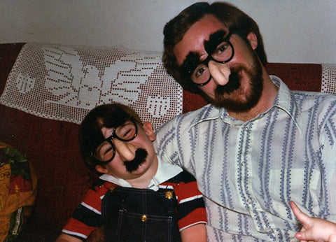 Kirk Demarais and dad in beagle puss glasses