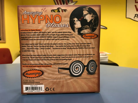 Instruction for Amazing Hypno Glasses back of package