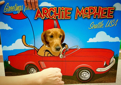 Dog in Archie McPhee Monkey Photo Op