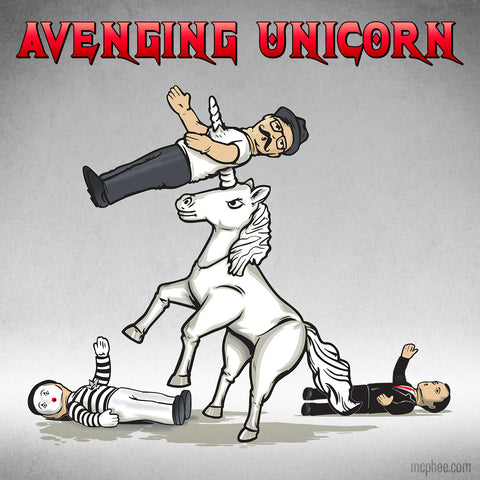 Heavy Metal Avenging Unicorn Piercing Hipster with Horn
