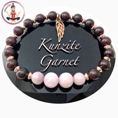 Pink Kunzite Garnet Rose Gold Healing Crystal Reiki Angel Bracelet - Spiritual Diva 