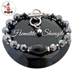 Shungite Hematite Energy Healing Crystal Reiki Gemstone Bracelet - Spiritual Diva Jewelry