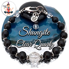 Spiritual Diva Shungite Clear Quartz Energy Healing Crystal Reiki Gemstone Bracelet