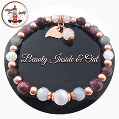 inner beauty healing crystal reiki copper moonstone pink tourmaline aquamarine jasper bracelet - Spiritual Diva 