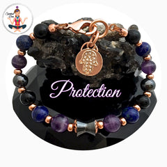 PROTECTION Energy Healing Crystal Copper Reiki Hamsa Hand Bracelet - Spiritual Diva Jewelry