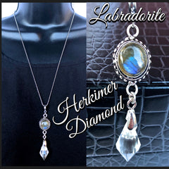 Herkimer diamond moonstone Healing crystal reiki necklace - Spiritual Diva 