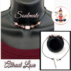 soulmate love healing crystal reiki leather choker gemstone necklace - spiritual Diva Jewelry