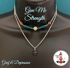 strength grief depression healing crystal reiki gemstone double strand choker necklace  - Spiritual Diva 