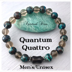 Quantum Quattro Smoky Quartz Healing Crystal Reiki Mens Unisex Gemstone Bracelet - Spiritual Diva Jewelry
