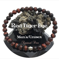 Spiritual Diva Jewelry Red Tiger Eye Healing Crystal Reiki Gemstone Mens Unisex Bracelet