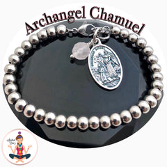 Archangel Chamuel Rose Quartz healing Crystal Reiki Gemstone Adjustable Charm Bracelet - Spiritual Diva Jewelry