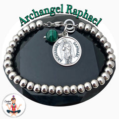 Archangel Raphael healing Crystal Malachite Adjustable Stainless Steel Bracelet - Spiritual Diva Jewelry