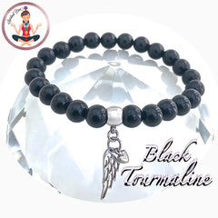 Black Tourmaline Energy Healing Crystal Reiki Gemstone Angel Bracelet