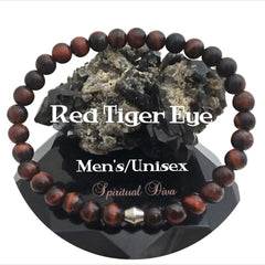 Red Tiger Eye Healing Crystal Reiki Gemstone Mens Unisex Bracelet - Spiritual Diva 