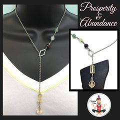 PROSPERITY ABUNDANCE Energy Healing Crystal Reiki gemstone Lariat Necklace  - Spiritual Diva Jewelry