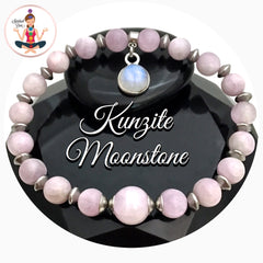 Pink Kunzite Moonstone Energy Healing Crystal Reiki Stretch Bracelet - Spiritual Diva Jewelry