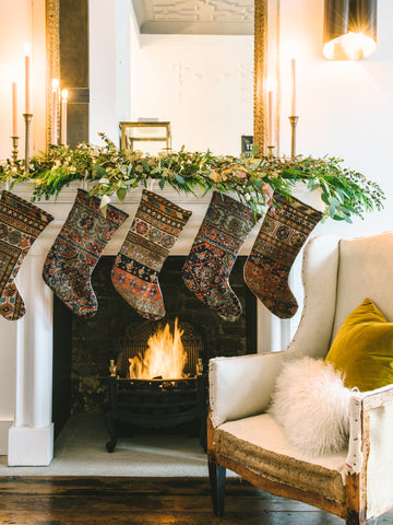 stockings hanging on a fire place