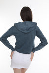 Anthracite Stone Washed London Print Cotton Women Hoodie