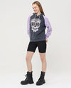 Purple - Anthracite Combi Skull Stone Washed Color Skull Printed Cotton Hoodie