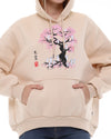 Ghost Tree Print FleeceCotton Women Long Sleeve Cream Hoodie